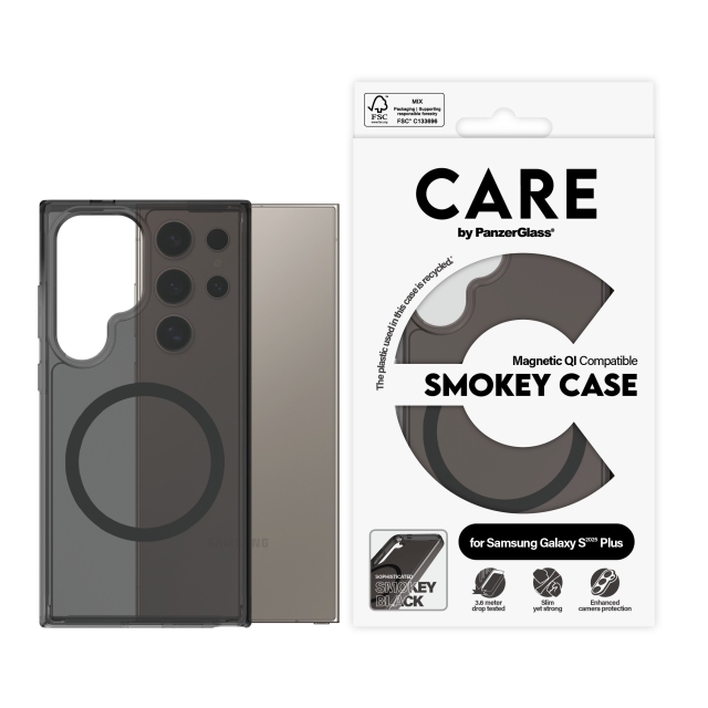 PanzerGlass CARE by PanzerGlass - Flagship Case Urban Combat Smokey w. Zwart Qi Compatibel Samsung Galaxy S25