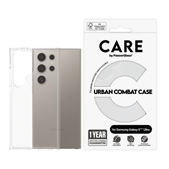 CARE by PanzerGlass - Flagship hoesje Transparant Urban Combat w. Clear Frame Samsung Galaxy S25 Ult