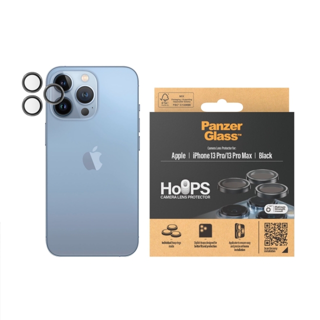 PanzerGlass HOOPS Camera Lens Beschermer voor iPhone 13 Pro - 13 Pro Max - Zwart