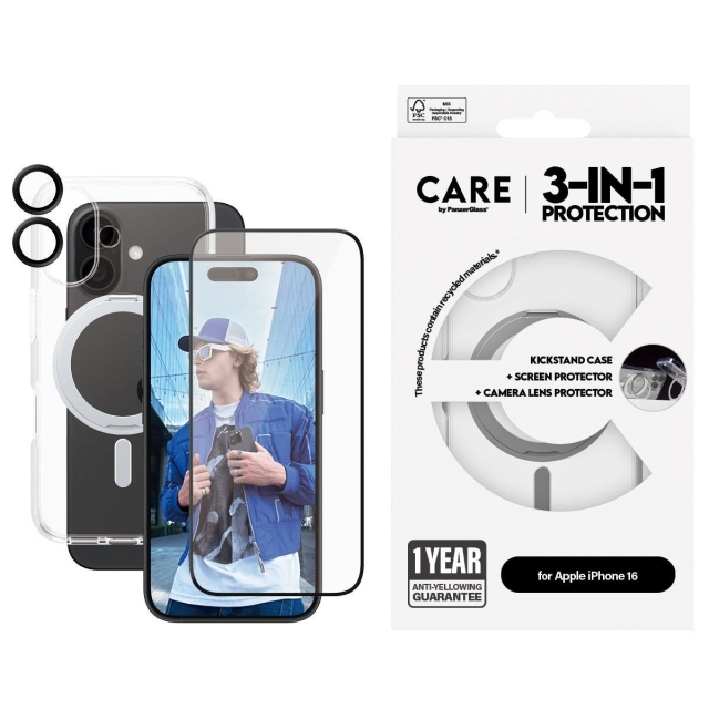 PanzerGlass CARE door PanzerGlass - 3-in-1 keramische bundel - iPhone 16