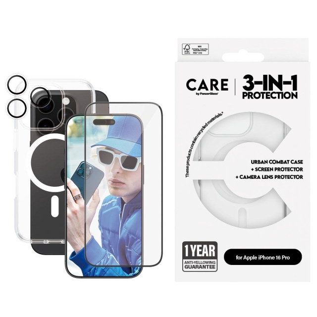 CARE by PanzerGlass - Flagship 3-in-1 bundel - iPhone 16 Pro