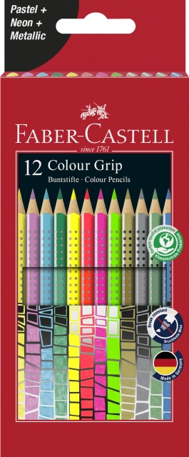 Faber-Castell 12 Kleurpotloden Colour Grip Speciaal Pastel-Neon Doos (201569)