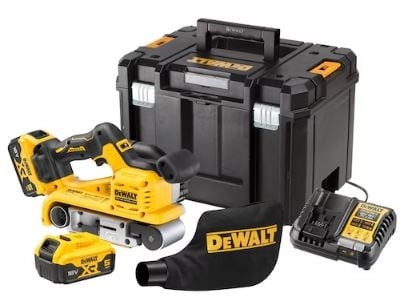 DeWALT 18V XR Brushless snoerloze bandschuurmachine 75mm in TSTAK VI koffer (2X 5.0AH accu en lader)