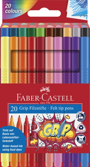 Faber-Castell Vezelstiften Grip Kleurmarkeerset (20 stuks) (155320)