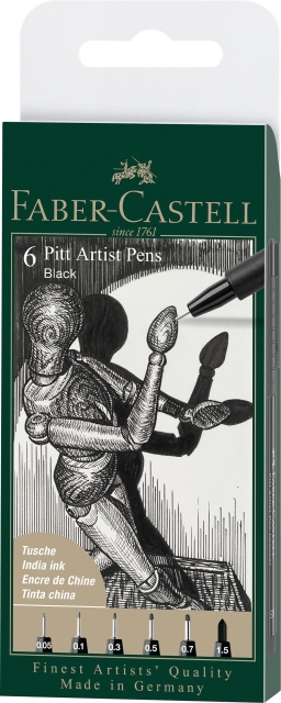 Faber-Castell Faber Castell - 6 pitt Artiest Pen, penseel - Zwart (167154)