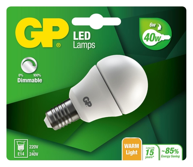 GP LED-lamp Mini Globe, E14, DIM, 6W (40W), 470lm
