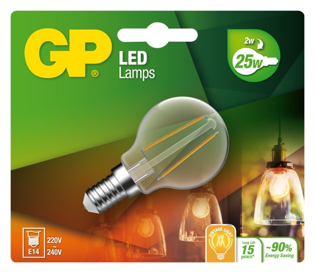 GP LED Gloeilamp Globe Mini, E14, 2W (25W), 250lm
