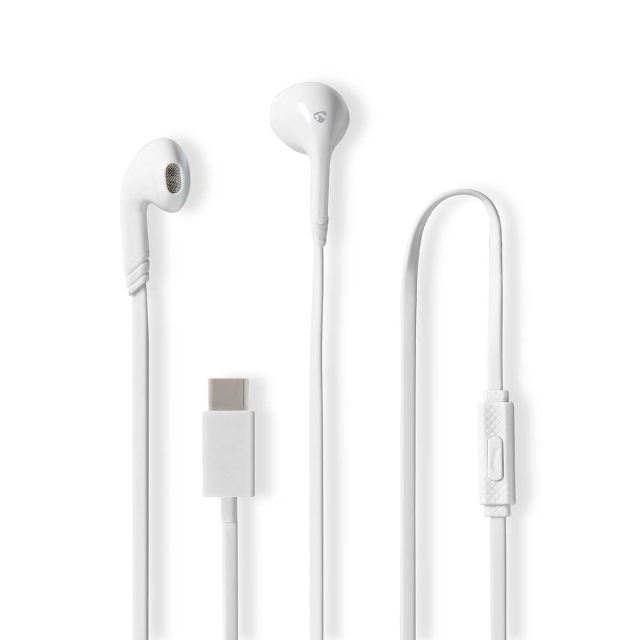 Nedis Bedrade Koptelefoon | USB-C™ | Kabellengte: 1.20 m | Ingebouwde microfoon | Volumebediening | Wit