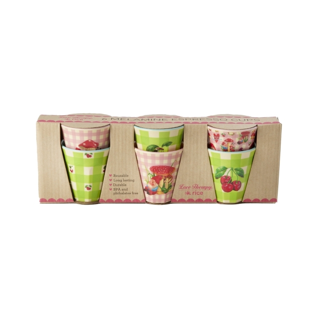 RICE 6 Melamine Espresso Kopjes Print van Love Therapy