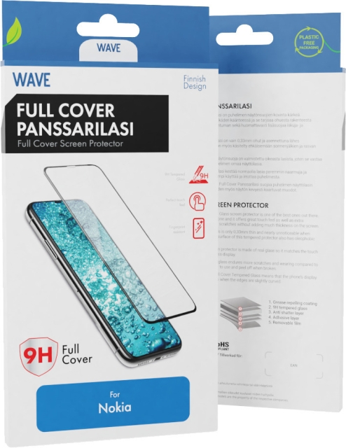 Wave Full Cover gepantserd glas, Nokia 4.2, zwart