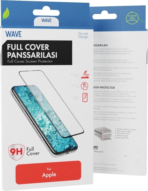 Wave Full Cover gepantserd glas voor iPhone SE (2022 & 2020) / 8 / 7 / 6s / 6, zwarte rand