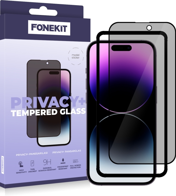 FoneKit Privacy+ Volledige hoes, iPhone 14 Pro Max, zwart