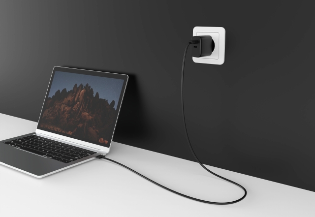 FoneKit GaN PD 65W AC-lader, USB-C + USB-C, zwart