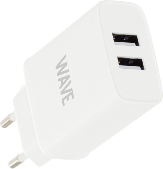 Wave netlader 2 x USB, 17W, wit