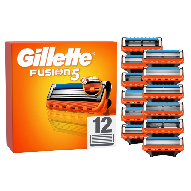 Gillette Fusion5 Scheermesjes voor mannen - Oranje/Zwart - 12 stuks