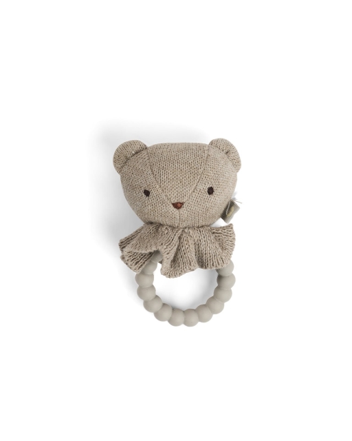 Smallstuff Rammelaar, berengezichtje op siliconen ring, natuur (40008-90)