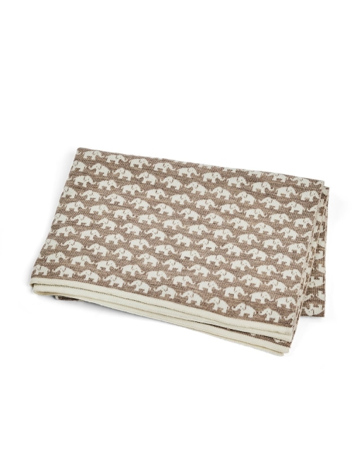 Smallstuff Babydeken AO olifanten - Merino wol Natur - 80x100 cm (70007-90)