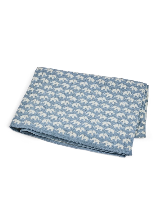 Smallstuff Babydeken AO olifanten - Merino Wol Blauw - 80x100 cm (70007-91)