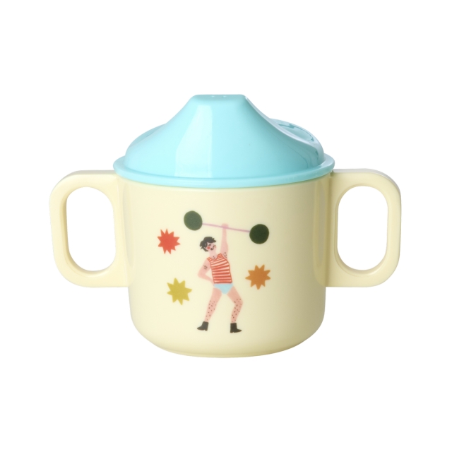 RICE Melamine 2-Handige Babybeker met Kermisopdruk - Mint - 250 ml