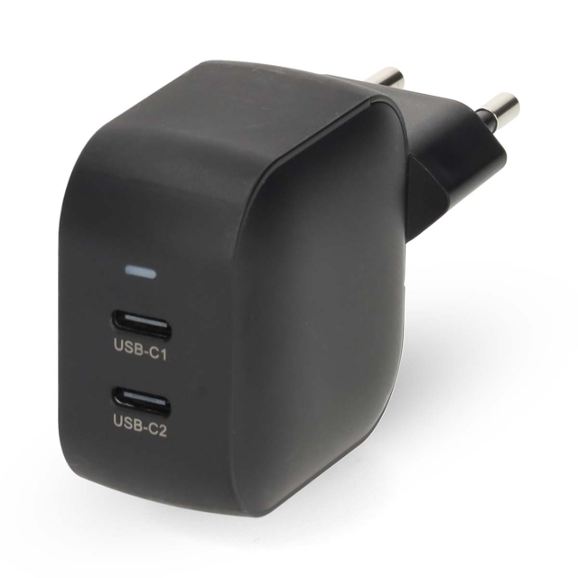 Nedis Oplader | 35 W | GaN | PD3.0 | Snellaad functie | 1.75 / 2.33 / 2.92 / 3.0 A | Outputs: 2 | 2x USB-C™ | Automatische Voltage Selectie | Zwart