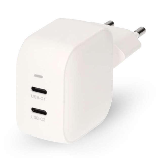 Nedis Oplader | 35 W | GaN | PD3.0 | Snellaad functie | 1.75 / 2.33 / 2.92 / 3.0 A | Outputs: 2 | 2x USB-C™ | Automatische Voltage Selectie | Wit