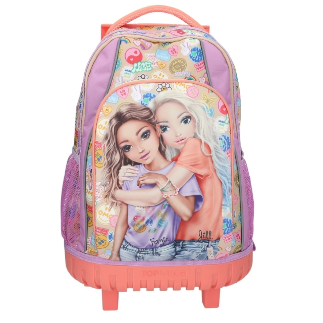 TOPModel TOPModel School Rugzak Trolley GIRL POWER - Beige, Lila, Koraal - 34x24x50 cm (413286)