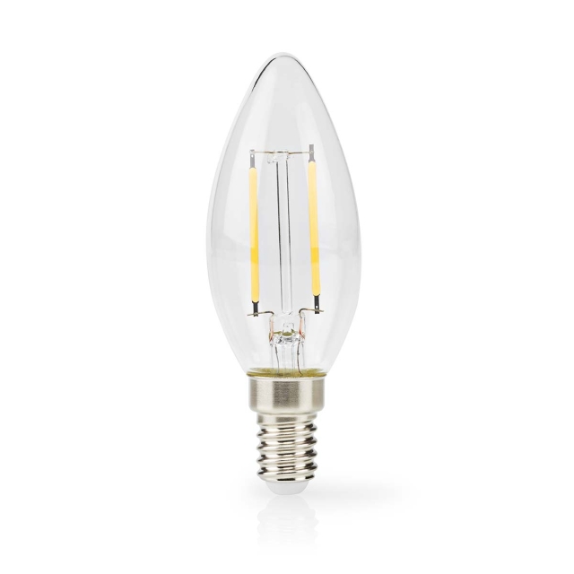 Nedis LED-Filamentlamp E14 | Kaars | 2.2 W | 470 lm | 2700 K | Warm Wit | Retrostijl | 1 Stuks | Doorzichtig