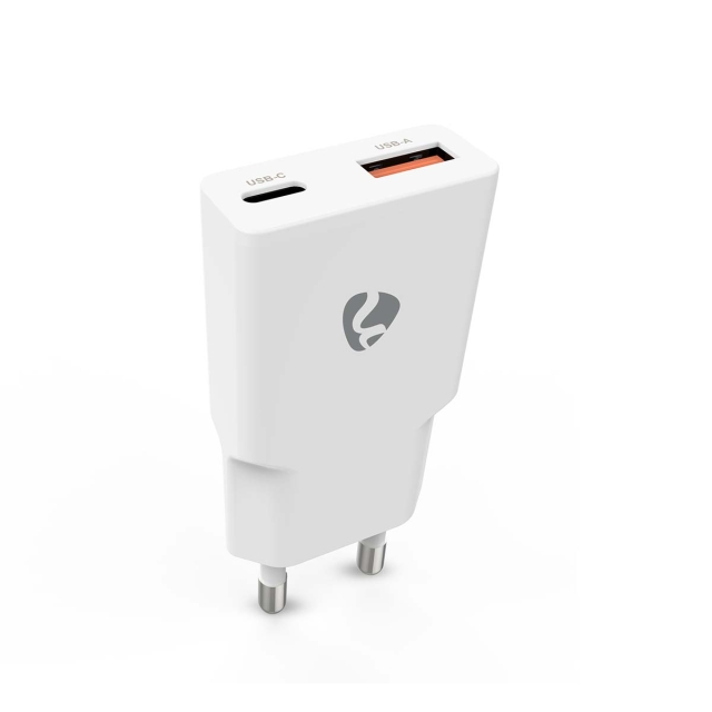 Nedis Oplader | 30 W | GaN | PD3.0 30W | Snellaad functie | 1.5 / 2.0 / 2.5 / 3.0 A | Outputs: 2 | USB-A / USB-C™ | Automatische Voltage Selectie | Wit