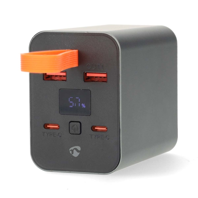 Nedis Powerbank | 30000 mAh | 1.5 / 2.0 / 3.0 / 5.0 A | Outputs: 4 | Output: 2x USB-A / 2x USB-C™ | Inputs: 1x USB-C™ | PD3.0 100W / QC3.0 | Lithium-Polymeer | Display