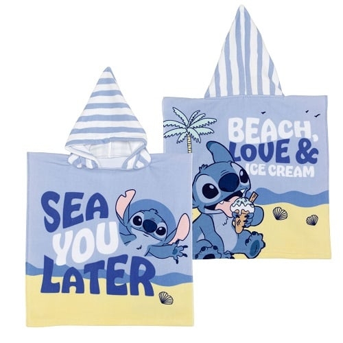 Disney Stitch (blauw) - microvezel poncho - 50 x 100 cm (WD16998)