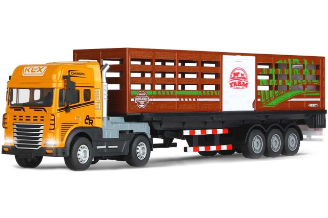 KLX Die-cast vrachtwagen met dierentrailer, licht & geluid (534677)