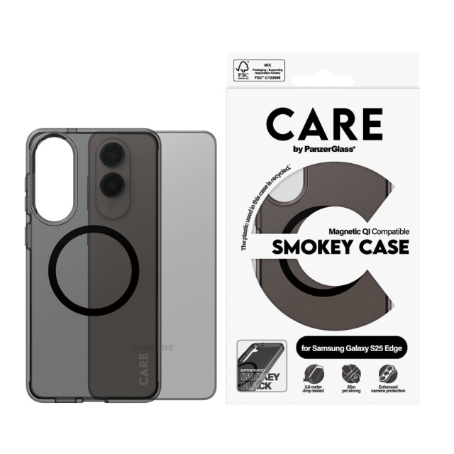Panzer CARE by PanzerGlass - Flagship Case Urban Combat Smokey m. Sort Qi Compatibel Samsung S25 Edge