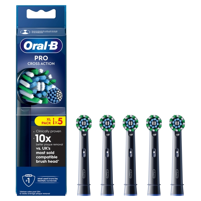 Oral B Pro Cross Action opzetborstels - zwart - 5 stuks