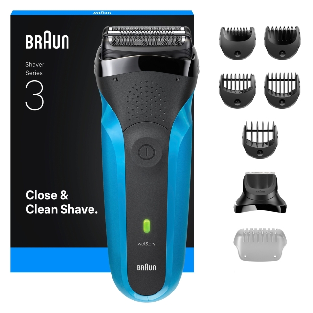 Braun Series 3 elektrisch scheerapparaat, Wet & Dry, 310BT - Blauw
