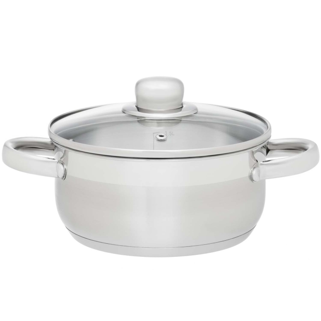 Maku Kastrull Basic i stål med glaslock 2 L