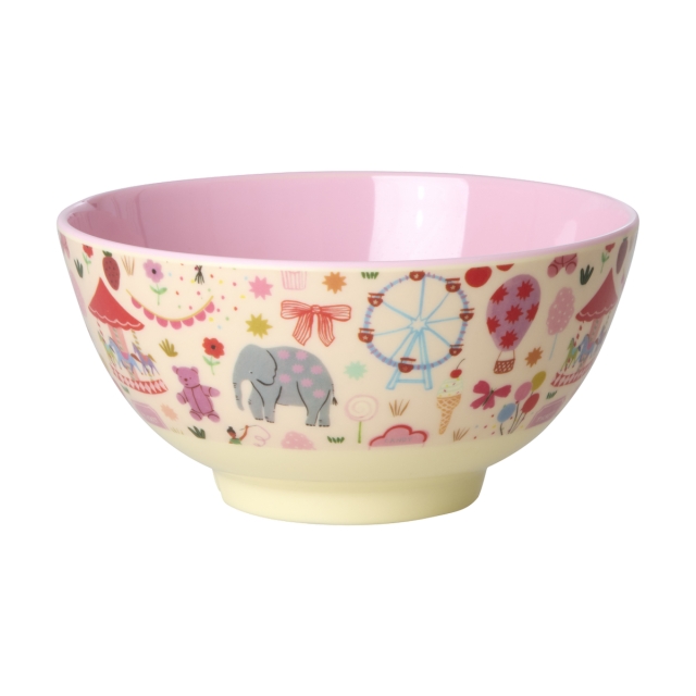RICE Melamine Schaal met Kermisopdruk - Roze - Medium