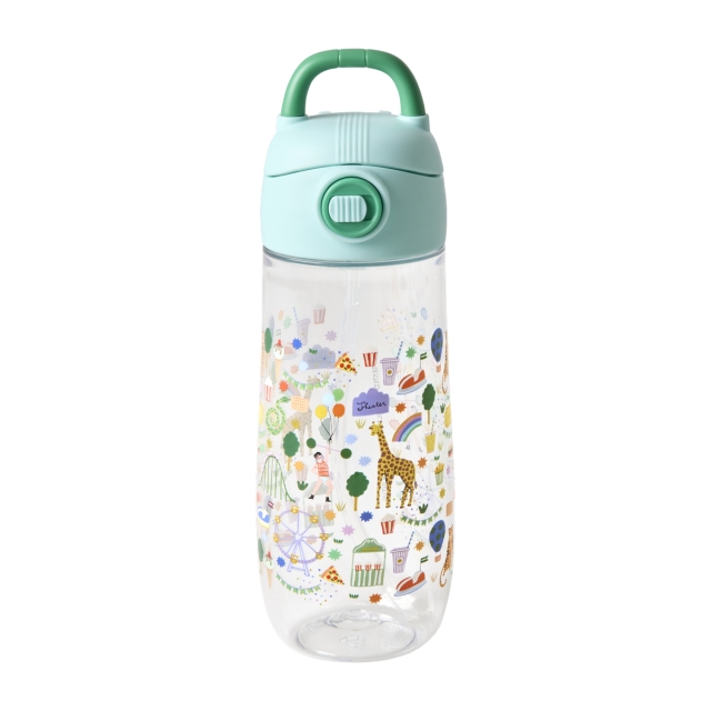 RICE Plastic Kids Drinkfles met Kermisopdruk - Mint - 550 ml