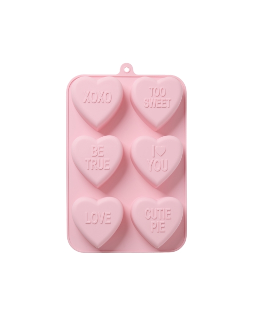 RICE Siliconen bakvorm met 6 hartjes - Zachtroze