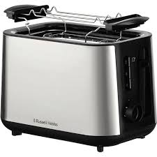 Russell Hobbs Heaton Brushed 2-Slice Broodrooster - Geborsteld Roestvrij Staal en Zwart