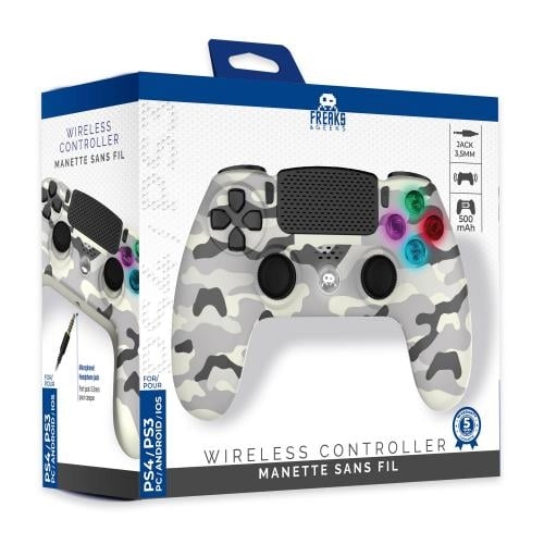 Trade Invaders Draadloze controller voor PS4 met 3,5mm jack slot - LED-Wit Camo