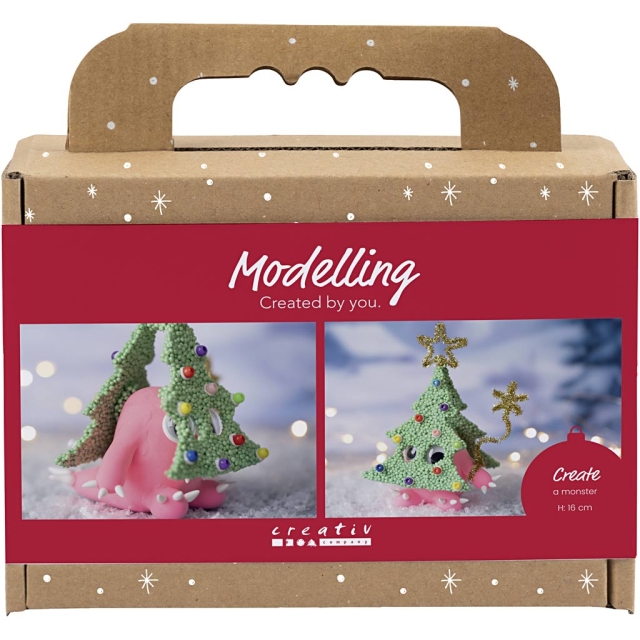 Mini Craft Kit Boetseren - Kerstboom monster - geassorteerde kleuren (977829)