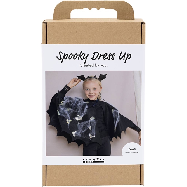 Knutselset Spookachtig Kostuum - Vleermuiscape en hoofdband - zwart - zwarte glitter (977883)