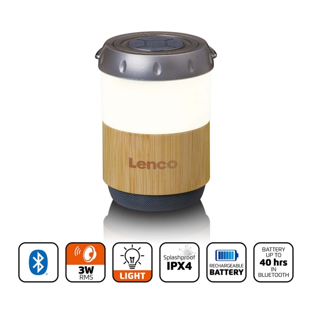 Lenco Lantaarn met ingebouwde Bluetooth®-luidspreker Bamboe