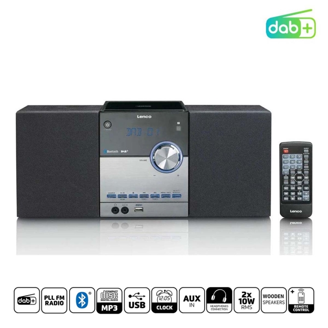 Lenco Micro set met DAB+/FM/CD/Bluetooth® & USB-speler - Zwart