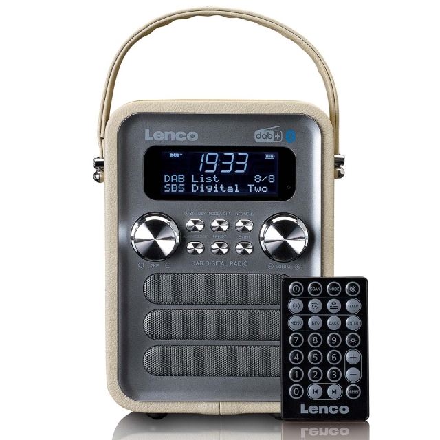 Lenco Draagbare DAB+ FM-radio met Bluetooth® en AUX-ingang, oplaadbare batterij Taupe