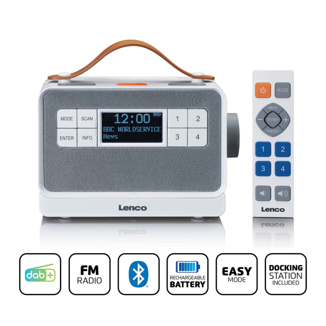 Lenco Draagbare FM/DAB+ radio met grote knoppen en "Easy Mode" functie Wit