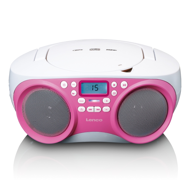 Lenco Draagbare FM-radio/CD/MP3- en USB-speler Roze
