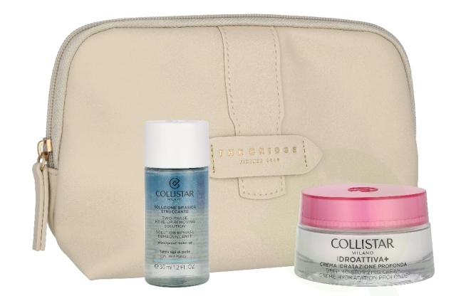 Collistar Idroattiva Set 85 ml Deep Hydratation Cream 50ml/Mini Bifase Cleanser 35ml/Pouch