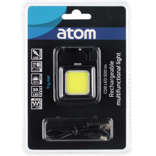 Atom Multifunktionslampa - Laddbar COB 30 LED Super 500 lm