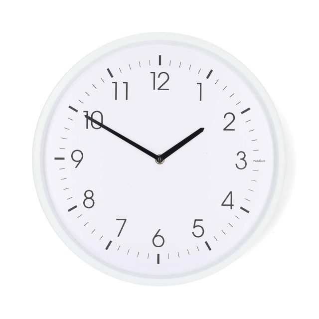 Nedis Wandklok | Diameter: 360 mm | ABS | Stille beweging | Wit